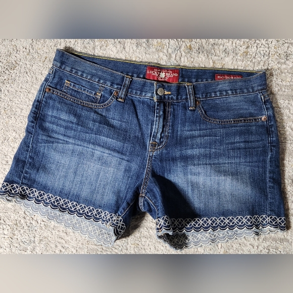 Lucky Brand Pants - Lucky Brand Indigo Jean Shorts with Lace Detail BEACHCOMBER